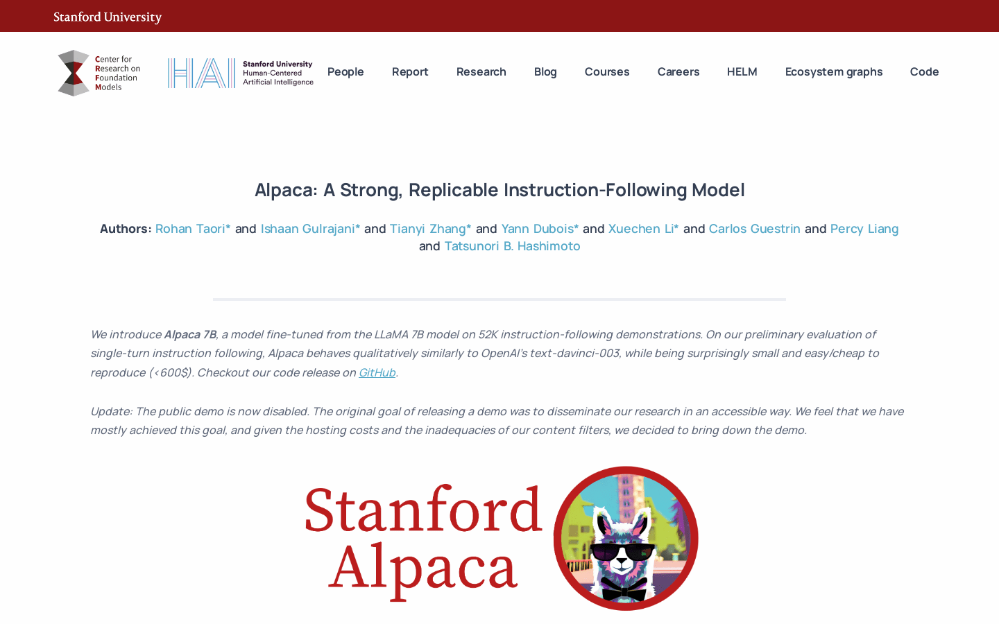Stanford Alpaca (Alpaca 7B model trained on 52K instructions) illustration 